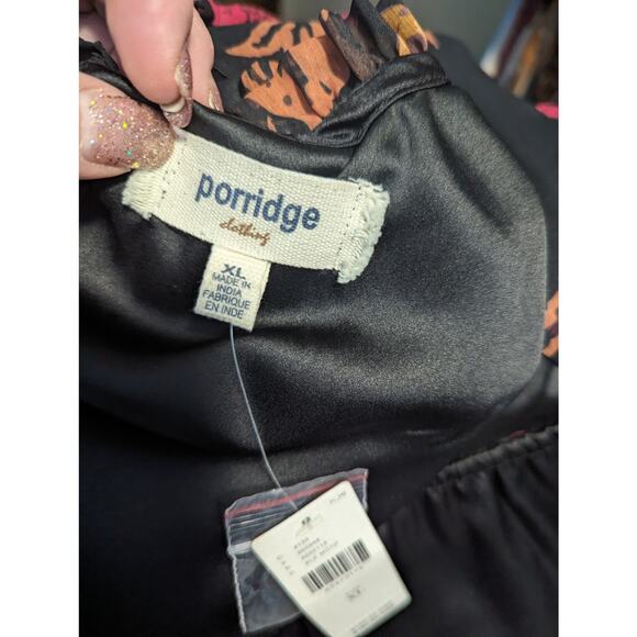 Anthropologie Porridge Puff Sleeve Open Back Floral Mini Dress Black NWT XL - Picture 5 of 12